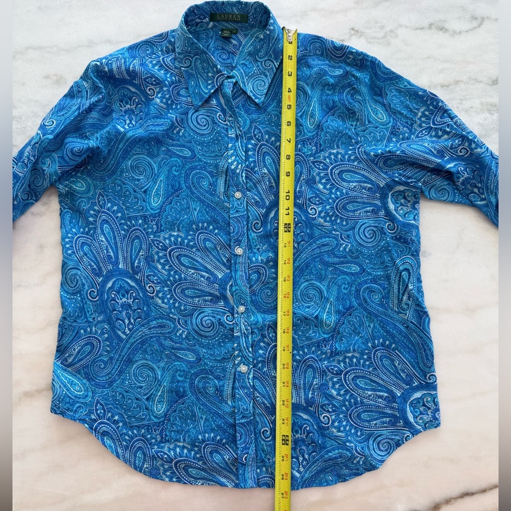 Lauren Ralph Lauren Paisley Button Down Shirt Size L - Picture 13 of 14